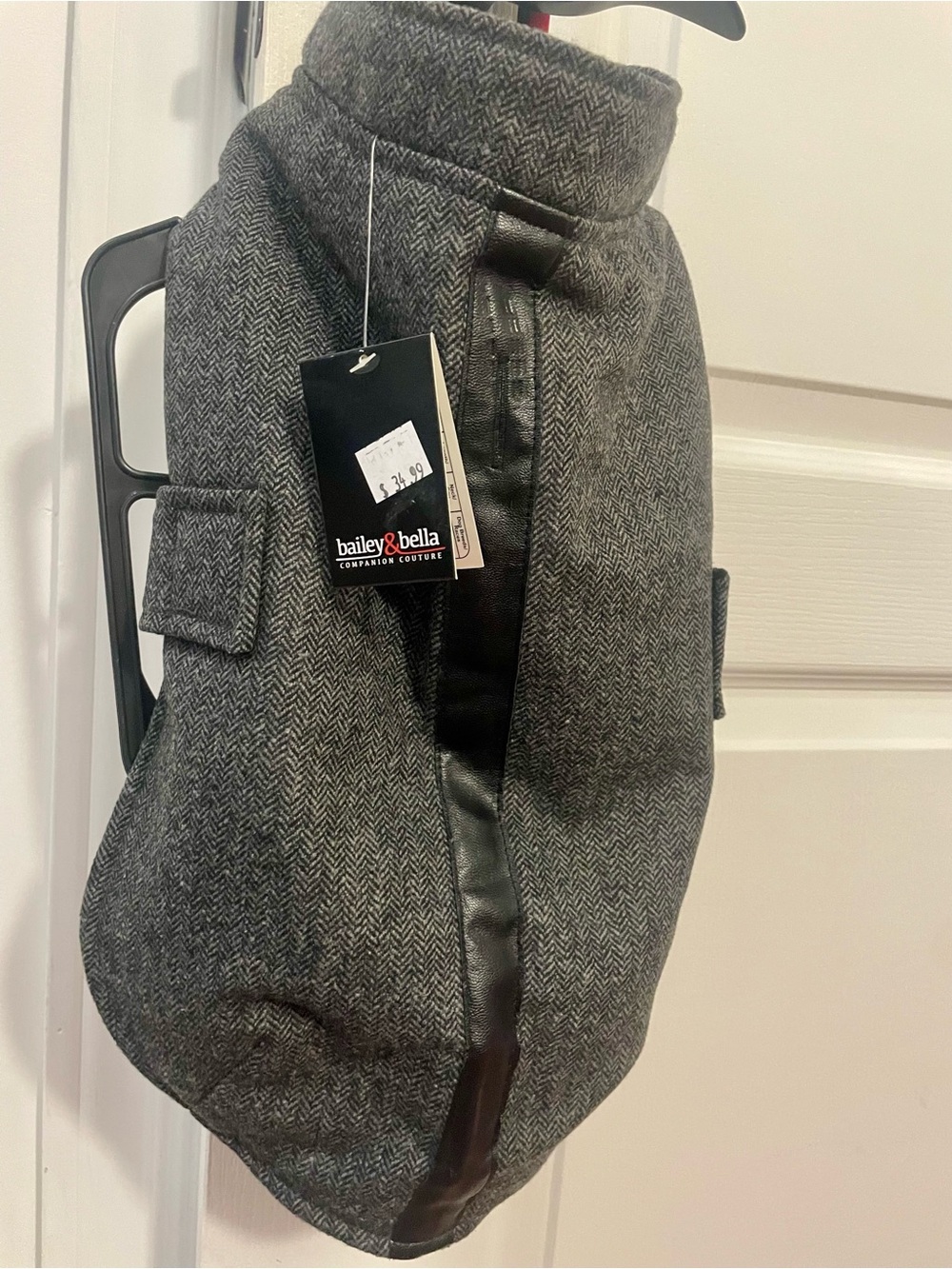 NWT Bailey & Bella Dog’s Gray Herringbone Wool-Blend Vest Size Medium